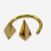 14K Gold Septum Horseshoe Barbell Pyramid Spike, Septum ring, Lip Piercing - 16G Body Jewellery Gold Nose Ring