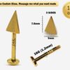 14K Gold Spike Pyramid Labret Stud Lip Jewellery, Lip Piercing Tragus Earring - 16G Body Jewellery Gold Lip Bar