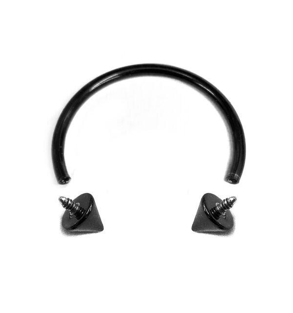 il_fullxfull.6087280558_xmes Black Spike Septum Nose Ring Horseshoe Ring Internally Threaded 16G to 00G Circular Barbell CBB/CBR Body Piercing