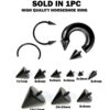 il_fullxfull.6091402618_5y2u Black Spike Septum Nose Ring Horseshoe Ring Internally Threaded 16G to 00G Circular Barbell CBB/CBR Body Piercing