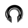 Black Spike Septum Nose Ring Horseshoe Ring Internally Threaded 16G to 00G Circular Barbell CBB/CBR Body Piercing