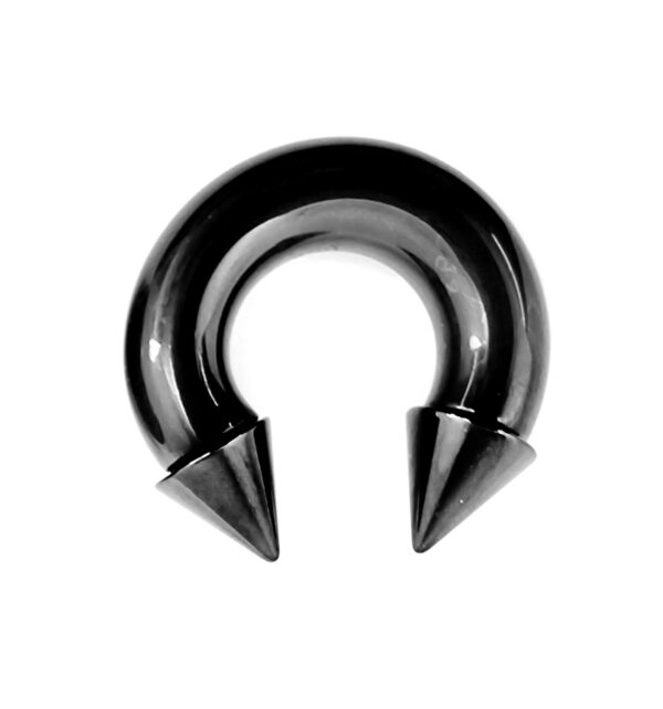 il_fullxfull.6091404142_h60v Black Spike Septum Nose Ring Horseshoe Ring Internally Threaded 16G to 00G Circular Barbell CBB/CBR Body Piercing