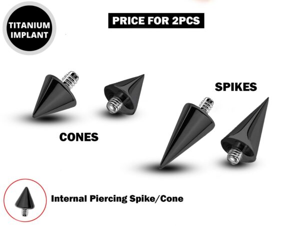 Piercing Spikes Replacement Loose Parts for Internally Threaded Piercing - Titanium Spike and Cones for 16g 14g Barbells Body Piercing