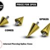 Piercing Spikes Replacement Loose Parts for Internally Threaded Piercing - Titanium Spike and Cones for 16g 14g Barbells Body Piercing