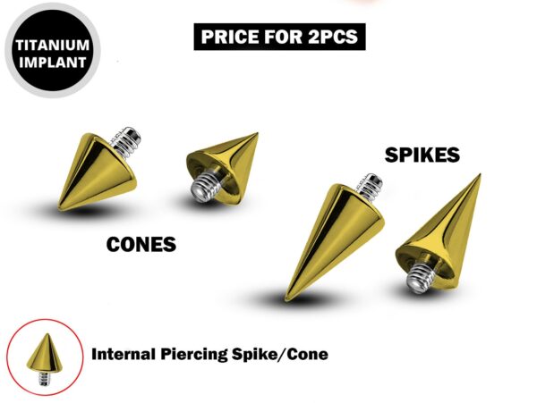 Piercing Spikes Replacement Loose Parts for Internally Threaded Piercing - Titanium Spike and Cones for 16g 14g Barbells Body Piercing