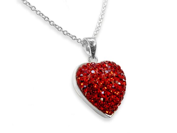 Silver Heart Pendant Necklace with High quality CZ Crystals and Adjustable Silver Chain Necklace