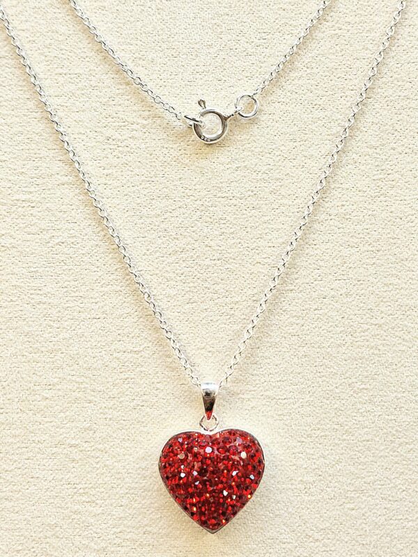 Silver Heart Pendant Necklace with High quality CZ Crystals and Adjustable Silver Chain Necklace