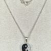 Silver Yin Yang Pendant Necklace with High quality CZ Crystals and Adjustable Silver Chain Necklace