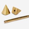 14K Real Gold 4 Side Spike Pyramid Barbell Piercing, Nipple Jewelry, Barbell Earrings - 16G Body Jewellery Straight Barbell Stud