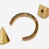 14K Gold Pyramid Spike Septum Horseshoe Barbell, Septum ring, Lip Piercing - 16G Body Jewellery Gold Nose Ring