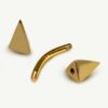 14K Gold Spike Pyramid Curved Barbell Piercing, Eyebrow Piercing, Cartilage Piercing, Belly Ring - 16G Body Jewellery Gold Bent Bar