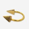 14K Gold Septum Horseshoe Barbell Pyramid Spike, Septum ring, Lip Piercing - 16G Body Jewellery Gold Nose Ring