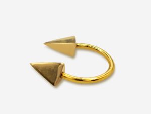 14K Gold Septum Horseshoe Barbell Pyramid Spike, Septum ring, Lip Piercing - 16G Body Jewellery Gold Nose Ring