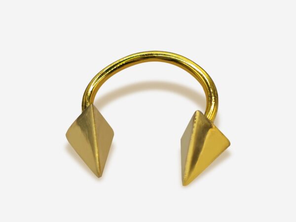 14K Gold Septum Horseshoe Barbell Pyramid Spike, Septum ring, Lip Piercing - 16G Body Jewellery Gold Nose Ring