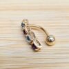 Solid 14K Gold Belly Button Ring - 14K Gold Inverted Belly Ring, Belly Bar, Navel Jewellery with Moving joints parts and Precious Stones