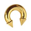 Gold Spike Septum Jewelry Nose Ring Horseshoe Ring Internally Threaded 16G to 00G Circular Barbell CBB/CBR Body Piercing, PA Ring