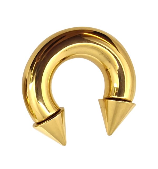 Gold Spike Septum Jewelry Nose Ring Horseshoe Ring Internally Threaded 16G to 00G Circular Barbell CBB/CBR Body Piercing, PA Ring