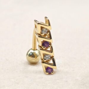 il_fullxfull.6176873394_9dlv Solid Gold 14K Belly Ring - Reverse Belly Bar, Belly Button Piercing, Navel Jewellery - Hand Made 14K Gold Body Jewelry Belly Button Rings