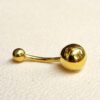 14K Solid Gold Belly Bar - 14G Belly Button Piercing, Belly Ring, Navel Ring, Curved Barbell - Hand Made Body Jewellery Belly Button Rings