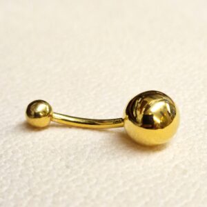 14K Solid Gold Belly Bar - 14G Belly Button Piercing, Belly Ring, Navel Ring, Curved Barbell - Hand Made Body Jewellery Belly Button Rings