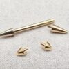 14K Solid Gold Internal Threaded Nipple Bar, Cone/Spike Barbell Piercing, Nose Bridge Barbell, Barbell Earrings