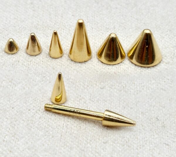 14K Solid Gold Cone/ Spike Barbell Piercing, Nipple Jewellery, Nose Bridge Barbell, Barbell Earrings