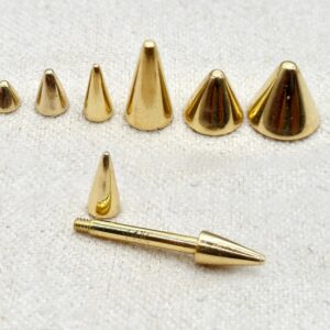 il_fullxfull.6207319924_dvgp 14K Solid Gold Cone/ Spike Barbell Piercing, Nipple Jewellery, Nose Bridge Barbell, Barbell Earrings