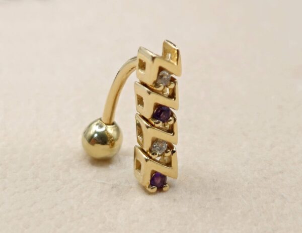 Solid Gold 14K Belly Ring - Reverse Belly Bar, Belly Button Piercing, Navel Jewellery - Hand Made 14K Gold Body Jewelry Belly Button Rings