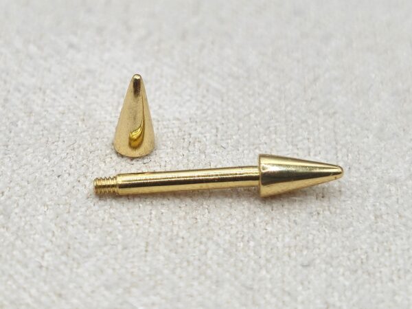 14K Solid Gold Cone/ Spike Barbell Piercing, Nipple Jewellery, Nose Bridge Barbell, Barbell Earrings