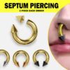 Gold Septum Piercing Internally Threaded Cone Horseshoe Barbell CBB/BCR Big Gauge Septum Ring, PA Ring Combination - British Standard