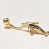 14K Gold Belly Ring - Dolphin Belly Bar, 14G Belly Button Piercing, Navel Jewellery -Hand Made Gold Body Jewellery Rings