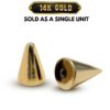 14K Solid Gold 16G Spike, Screws on any 14G 16G Jewelry, Spikes Stud- 14K Hand Made for Body Jewellery Piercing