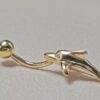 14K Gold Belly Ring - Dolphin Belly Bar, 14G Belly Button Piercing, Navel Jewellery -Hand Made Gold Body Jewellery Rings