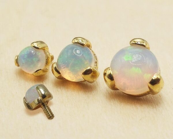 14K Gold Prong Set Opal Loose parts Replacement ball Piercing for internally threaded piercing Barbells, Labrets, Horseshoe Ring