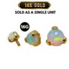 14K Gold Prong Set Opal Loose parts Replacement ball Piercing for internally threaded piercing Barbells, Labrets, Horseshoe Ring