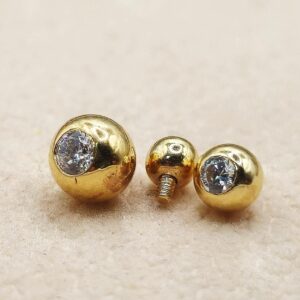 14K Gold Piercing Gem Ball Loose Parts, Replacement Ball for Internally threaded Body Jewellery piercing barbells, labrets, Horseshoe Rings