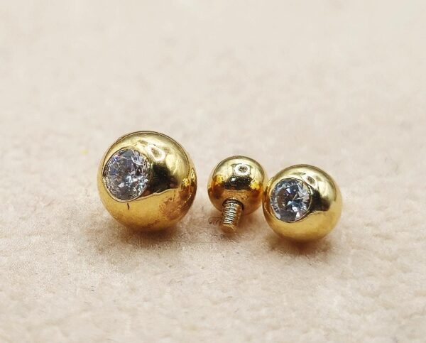 14K Gold Piercing Gem Ball Loose Parts, Replacement Ball for Internally threaded Body Jewellery piercing barbells, labrets, Horseshoe Rings