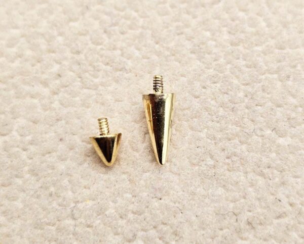 14K Solid Gold Spike Loose Part Piercing for Internally Threaded 16G Nipple Barbell Piercing, Lip Labret Studs, Horseshoe Ring