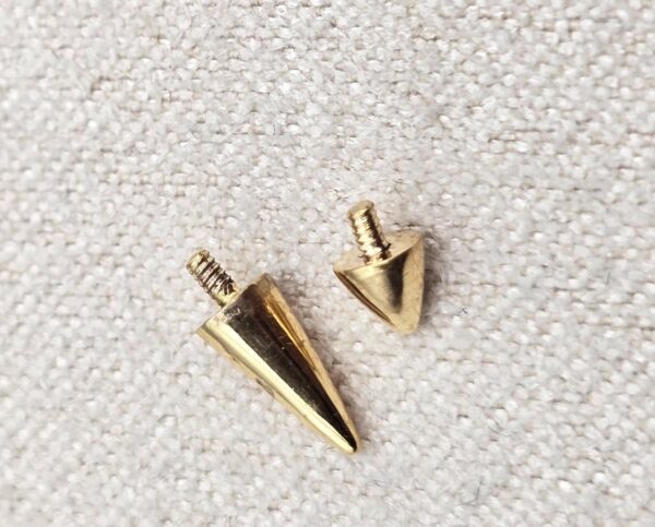 14K Solid Gold Spike Loose Part Piercing for Internally Threaded 16G Nipple Barbell Piercing, Lip Labret Studs, Horseshoe Ring