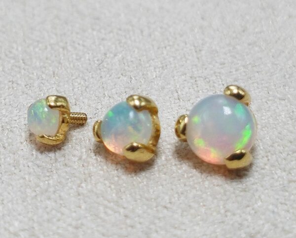 14K Gold Prong Set Opal Loose parts Replacement ball Piercing for internally threaded piercing Barbells, Labrets, Horseshoe Ring