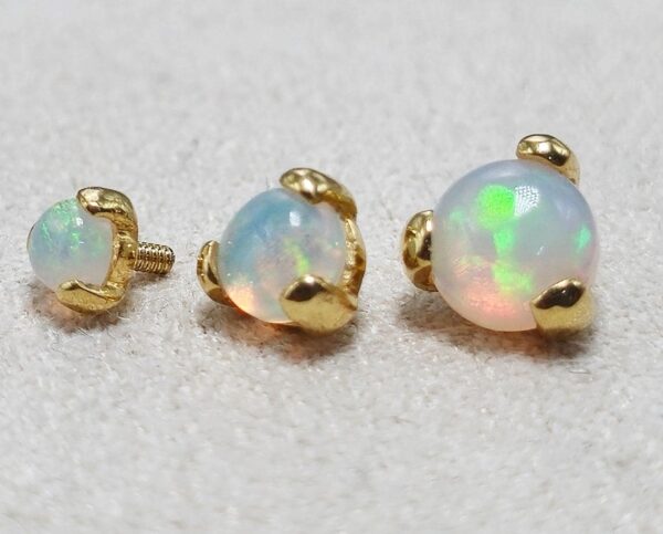 14K Gold Prong Set Opal Loose parts Replacement ball Piercing for internally threaded piercing Barbells, Labrets, Horseshoe Ring