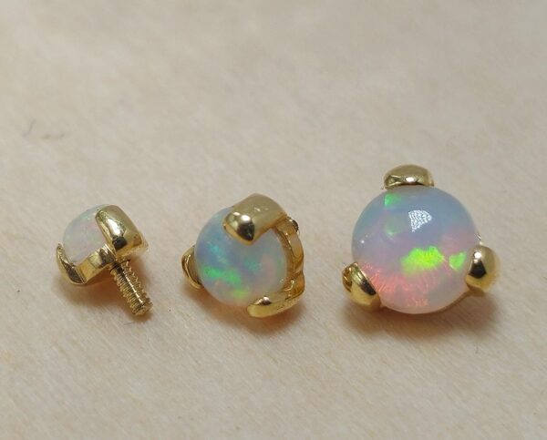 14K Gold Prong Set Opal Loose parts Replacement ball Piercing for internally threaded piercing Barbells, Labrets, Horseshoe Ring