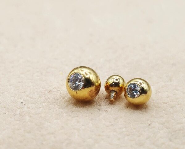 14K Gold Piercing Gem Ball Loose Parts, Replacement Ball for Internally threaded Body Jewellery piercing barbells, labrets, Horseshoe Rings