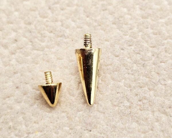 14K Solid Gold Spike Loose Part Piercing for Internally Threaded 16G Nipple Barbell Piercing, Lip Labret Studs, Horseshoe Ring