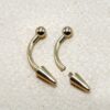 14K Solid Gold Internal Threaded Spike Curved Barbell, Vertical Labret Stud Lip Piercing - Body Jewellery Also for Eyebrows - 1pc each order