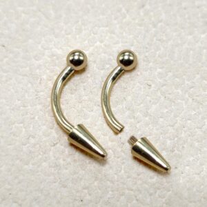 il_fullxfull.6366364458_h2zr 14K Solid Gold Internal Threaded Spike Curved Barbell, Vertical Labret Stud Lip Piercing - Body Jewellery Also for Eyebrows - 1pc each order