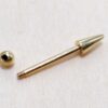 14K Solid Gold Spike Barbell Earrings, Cartilage Helix Piercing Ball and Cone Combinations - Body Piercing Also for Nipple Bar