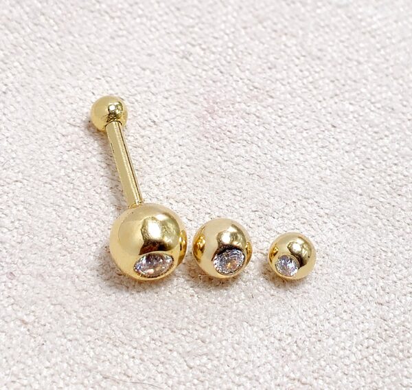 14K Solid Gold 18G Cartilage Barbell Earrings with Custom Size Gem Ball - Plain Ball Size 2.5mm - Body Jewellery - 1pc each Order