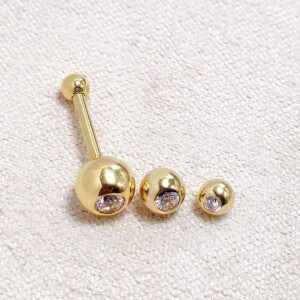 il_fullxfull.6366522764_gwht 14K Solid Gold 18G Cartilage Barbell Earrings with Custom Size Gem Ball - Plain Ball Size 2.5mm - Body Jewellery - 1pc each Order