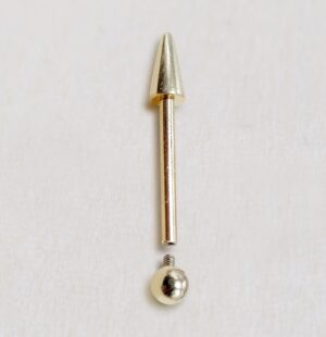 14K Solid Gold Spike Barbell Piercing, Cartilage Helix Piercing - Internally threaded - Body Piercing Also for Nipple Bar